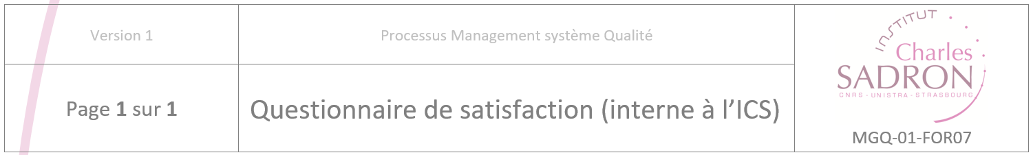 Questionnaire de satisfaction clients internes (caractérisation)